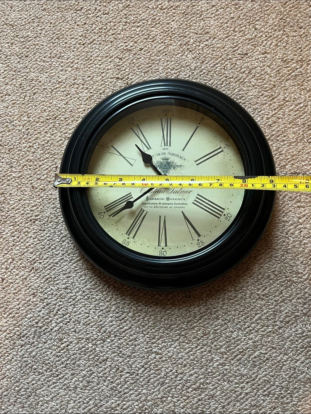Vintage-Style Black Wall Clock 10in